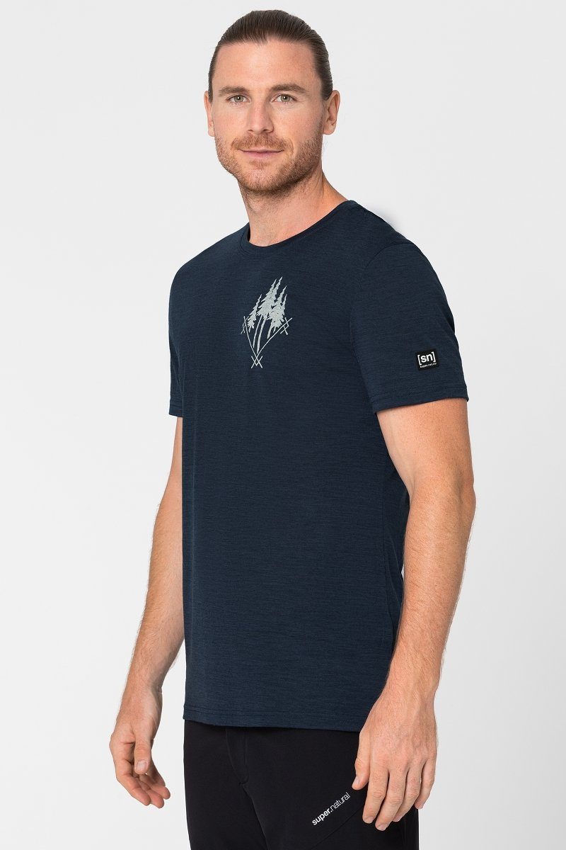 SUPER.NATURAL PrintShirt Merino TShirt M FREERIDE TEE pflegeleichter MerinoMaterialmix, Easy
